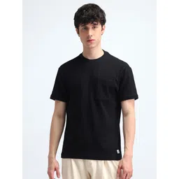 Flying Machine Men Solid Round Neck Cotton Relaxed Fit T-shirt-picture-31