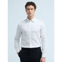 Flying Machine Men Spread Collar Abstract Printed Cotton Slim Fit Formal Shirt-picture-10