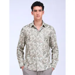 Flying Machine Men Spread Collar Floral Printed Cotton Slim Fit Casual Shirt-picture-35