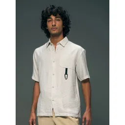 Flying Machine Men Spread Collar Textured Oversized Casual Shirt-picture-41