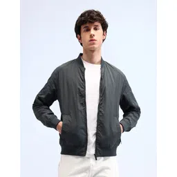 Flying Machine Men Stand Collar Solid Casual Bomber Jacket-image-24
