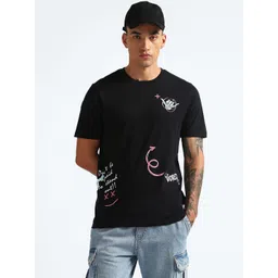 Flying Machine Men Typography Printed Applique T-shirt-picture-28