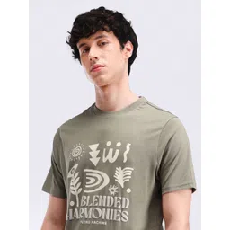 Flying Machine Men Typography Printed Round Neck Cotton T-shirt image 3