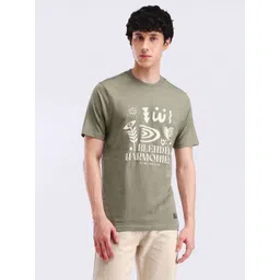 Flying Machine Men Typography Printed Round Neck Cotton T-shirt image 1