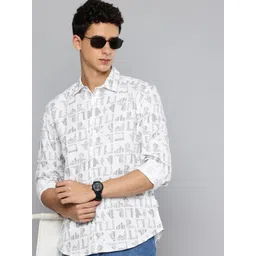 Flying Machine Pure Cotton Slim Fit Abstract Printed Textured Shirt-picture-27