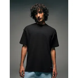 Flying Machine Self Design Drop-Shoulder Sleeves Pure Cotton Relaxed Fit T-shirt-picture-32