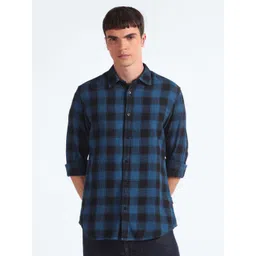 Flying Machine Slim Fit Buffalo Checked Pure Cotton Twill Casual Shirt-picture-14