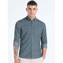 Flying Machine Slim Fit Micro Ditsy Printed Button-Down Collar Pure Cotton Casual Shirt-image-7