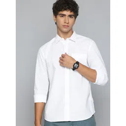 Flying Machine Slim Fit Self Design Textured Pure Cotton Casual Shirt-picture-39