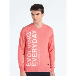 Flying Machine Typography Printed Long Sleeves Pure Cotton Pullover Sweater-picture-22