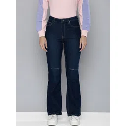 Flying Machine Women Blue Straight Fit Slash Knee Mid Rise Light Fade Stretchable Jeans-picture-39