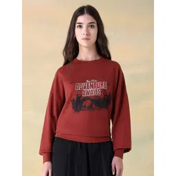 Flying Machine Women Graphic Printed Round Neck Long Sleeves Cotton Pullover Sweatshirt-picture-11