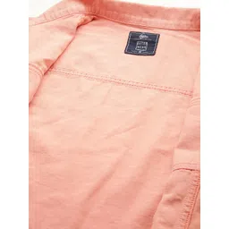 Flying Machine Women Peach-Coloured Solid Crop Pure Cotton Denim Trucker image 2