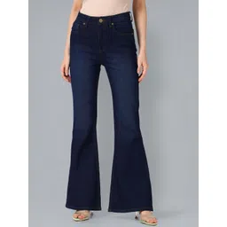 Flying Machine Women Ultra Wide Flared Mid-Rise Clean Look Light Fade Stretchable Jeans-image-14