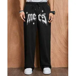 flynoff Men Printed Straight Track Pants with Drawstring Waist-picture-30