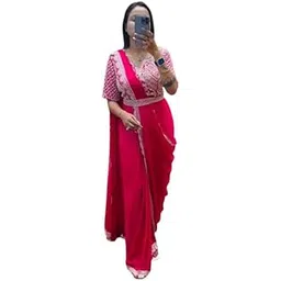 flysta Fashion Womens Ready to Wear Saree For Womens Chinon Silk Fabric With Embrodery Sequince Work-picture-15