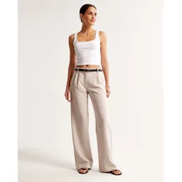 fnocks Women Comfort Fit Cream Cotton Blend Trousers-picture-22