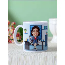 FNP Multicolor Ceramic Personalised Office Woman Caricature Mug (325ml)-image-30