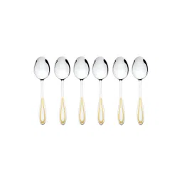 FNS Classic Stainless Steel 24 Karat Gold Plated Dinner Spoons - Set of 6-picture-33