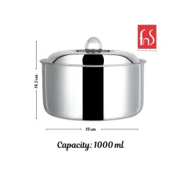 FNS Diva Silver Double Wall Insulated Designer Hot Pot Food Warmer Casserole with Lid (1000 ml) image 3