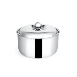 FNS Diva Silver Double Wall Insulated Designer Hot Pot Food Warmer Casserole with Lid (1000 ml) image 2