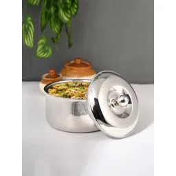 FNS Diva Silver Double Wall Insulated Designer Hot Pot Food Warmer Casserole with Lid (1000 ml) image 1