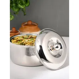 FNS Diva Silver Double Wall Insulated Designer Hot Pot Food Warmer Casserole with Lid (2000 ml)-picture-12