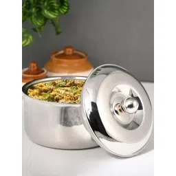 FNS Diva Silver Double Wall Insulated Designer Hot Pot Food Warmer Casserole with Lid (3000 ml)-picture-10