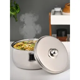 FNS Ebro Silver Double Wall Insulated Designer Hot Pot Food Warmer Casserole with Lid (1000 ml)-picture-19