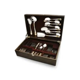 FnS Imperio Silver & Gold Stainless Steel Cutlery - Set of 34-picture-15