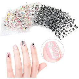 fok Set Of 10 Pc 3D Design Self Adhesive Tip Nail Art Stickers Decals Stamping DIY Nail Decoration Tool Accessory- Random Designs & Color-picture-19