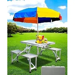 Foldable Picnic Dining Table Set | Portable 4-Seater Outdoor Camping Table with Attached Chairs | Lightweight, Durable, Easy-to-Carry Multipurpose Table for Garden, Travel & Picnic Use-picture-20