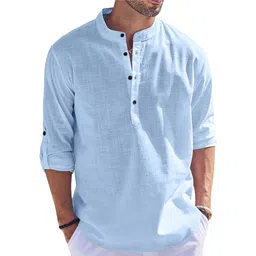 folgen Men Solid Cotton Blend Straight Kurta image 1