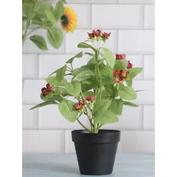 FOLIYAJ Green Blossom Artificial Plant With Pot-picture-28