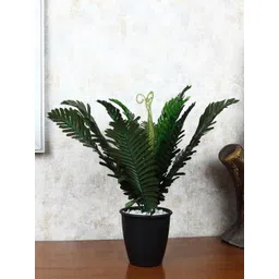 FOLIYAJ Green Faux Fern Plant With Pot-picture-14