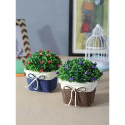 Foliyaj Multicolor Plastic Artificial Flower Plant With Pot - Set of 2-picture-32