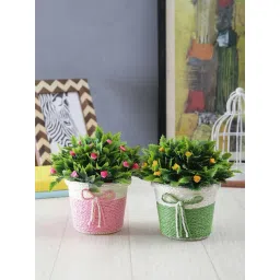 Foliyaj Multicolor Plastic Artificial Flower Plants With Pots - Set of 2-picture-33