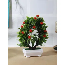 Foliyaj Multicolor Plastic Artificial U Shaped Bonsai Tree With Leaves And Roses-picture-11