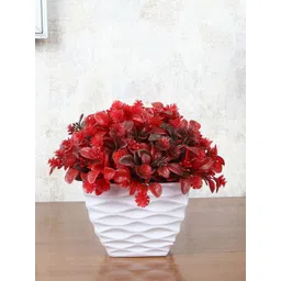 FOLIYAJ Red & White Faux Flowery Plant With Pot-picture-18