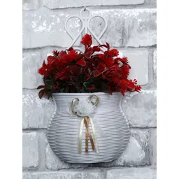 FOLIYAJ Red & White Hanging Artificial Flowers With Pot-picture-22