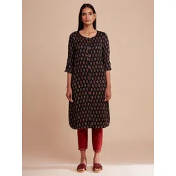 Folk Song Folksong Collection Women Brown & Red Ethnic Motifs Printed Kurta-picture-26