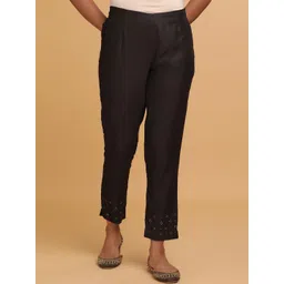 folk song W The Folksong Collection - Women Black Solid Slim Pants-picture-32