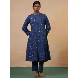 Folksong By W Blue Pure Cotton Polka Dots Kurti-picture-18