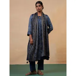 Folksong By W Blue Viscose Floral Dupatta-picture-29