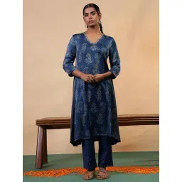 Folksong By W Blue Viscose Floral Kurti-picture-10