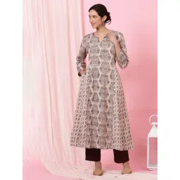 Folksong Beige Printed Kurta-picture-26