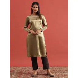 Folksong by W Golden Embellished Straight Kurta-picture-24