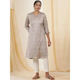 folksong W Grey Printed Straight Kurta-picture-48