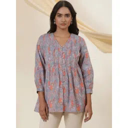 folksong W Maximum Blue Cotton Printed Tunic-picture-42