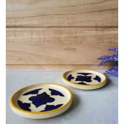 folkstorys Indian Motives Multicolor Ceramic (Set Of 2) Serving Appetizer Platter-picture-11